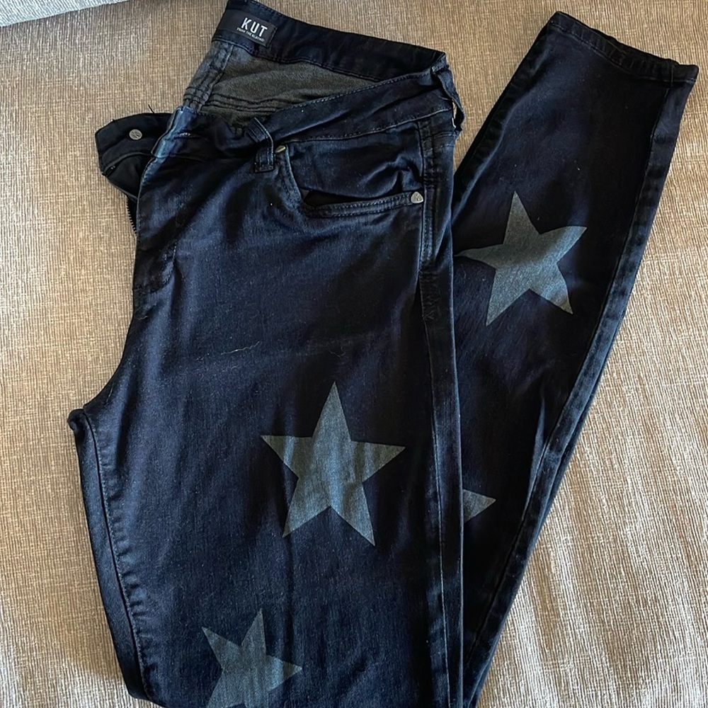 Kut From The Kloth Black Star Print Skinnies - Sz 10